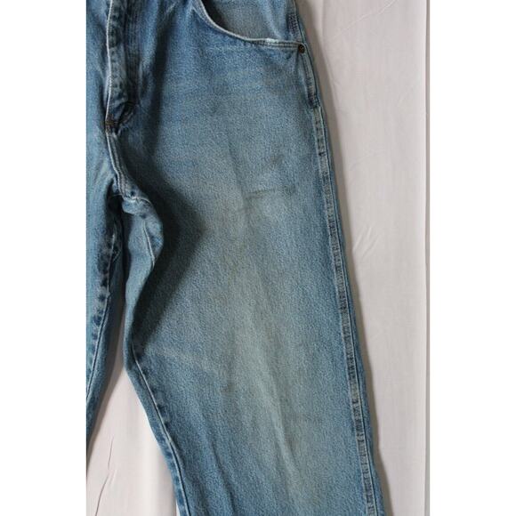WRANGLER Riggs Workwear Jeans Mens 34x34 Blue Relaxed Fit Med. Fade Denim PHOTOS - Picture 3 of 13